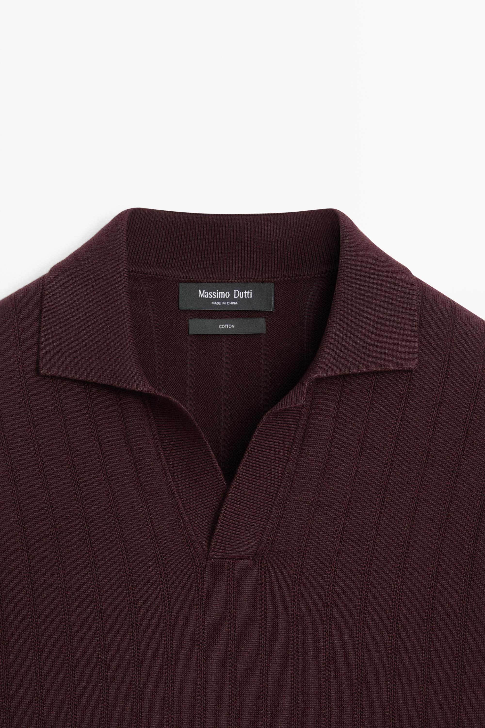 100% Cotton Knit Polo Sweater